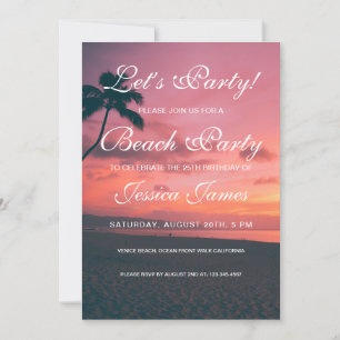 Sunset Beach Birthday Party Invitation