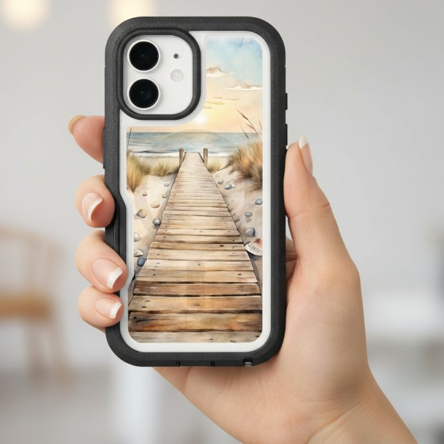 Sunset Beach Boardwalk Watercolor Otterbox iPhone Case (Creator Uploaded)