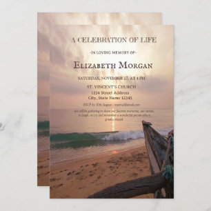 Sunset Beach Boat Celebration Of Life Invitation