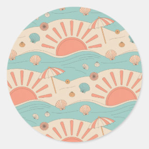 Sunset Beach Classic Round Sticker