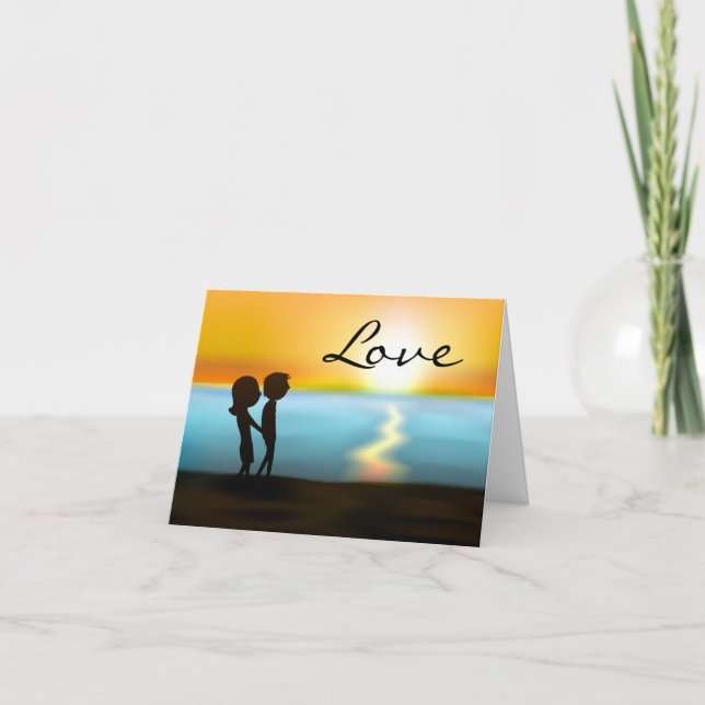 Sunset Beach Couple Love Valentine's Day Holiday Card (Front)