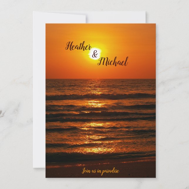 Sunset Beach Destination Wedding Invitation (Front)