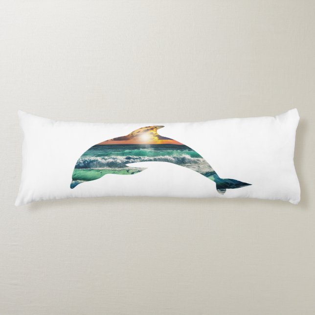 Sunset Beach Dolphin Body Pillow (Front)