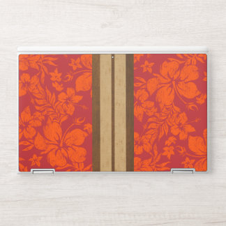 Sunset Beach Faux Wood Surfboard Hawaiian HP Laptop Skin