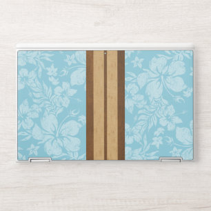 Sunset Beach Faux Wood Surfboard Hawaiian HP Laptop Skin