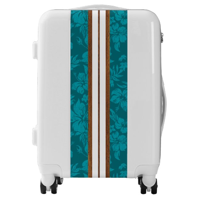 Sunset Beach Faux Wood Surfboard Hawaiian Luggage (Front)