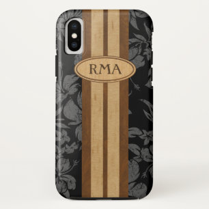 Sunset Beach Faux Wood Surfboard Hawaiian Monogram iPhone X Case