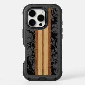 Sunset Beach Faux Wood Surfboard Hawaiian iPhone 16 Pro Case