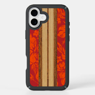 Sunset Beach Faux Wood Surfboard Hawaiian iPhone 16 Plus Case