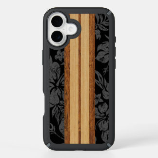 Sunset Beach Faux Wood Surfboard Hawaiian iPhone 16 Plus Case