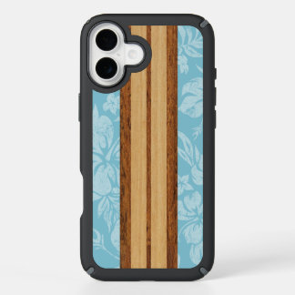 Sunset Beach Faux Wood Surfboard Hawaiian iPhone 16 Plus Case