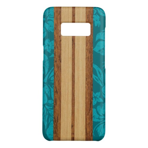 Sunset Beach Faux Wood Teal Surfboard Hawaiian Case_Mate Samsung Galaxy S8 Case