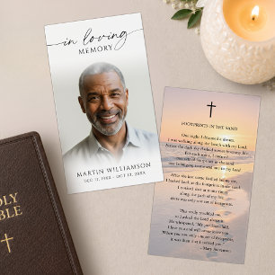Sunset Beach Footprints Poem Sympathy Prayer Card