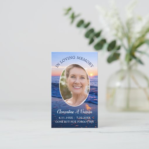 Sunset Beach Funeral Memorial Prayer Photo Card | Zazzle