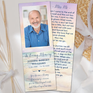 Sunset Beach Funeral Photo Memorial Prayer Card Bookmarks