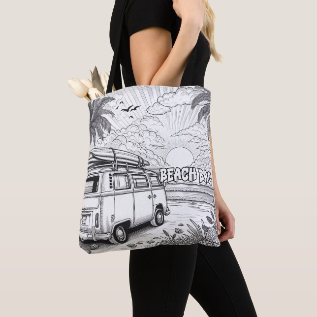 Sunset Beach Getaway Coloring  Tote Bag (Close Up)