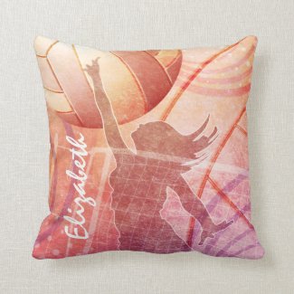 Sunset Beach Girls' Volleyball Throw Pillow