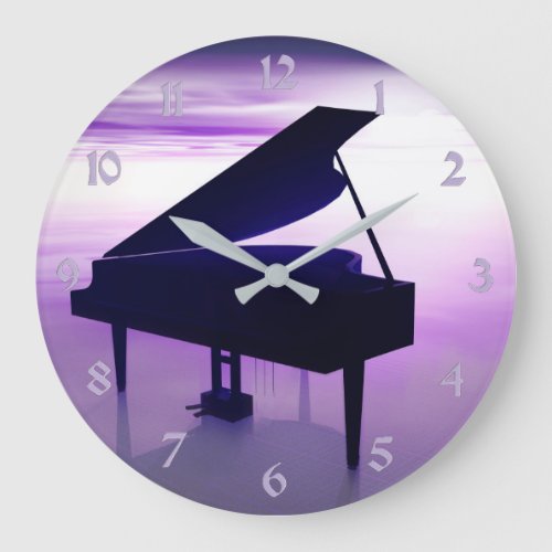 Sunset Beach Grand Piano Music Wall Clock