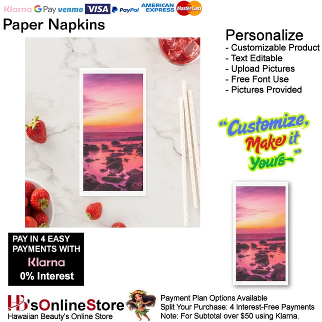 Sunset Beach Guest Towel Paper Napkins 42 (Sunset Beach Tables Kitchen Restaurant Decor Paper Guest Towels 42.)