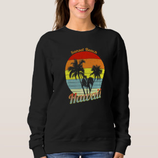 Sunset Beach Hawaii Retro Tropical Palm Trees Vaca Sweatshirt