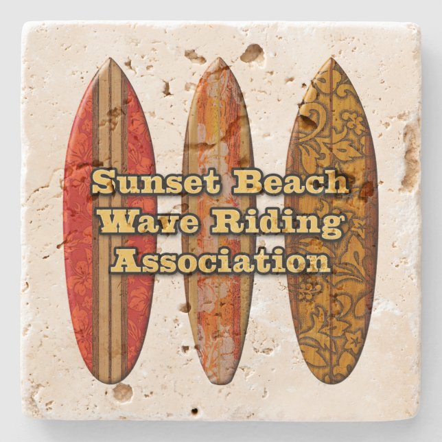 Sunset Beach Hawaiian Surfboards Tiki Bar Coasters (Front)