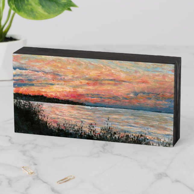 Sunset Beach Home Lake House Wooden Box Sign (In Situ Horizontal)