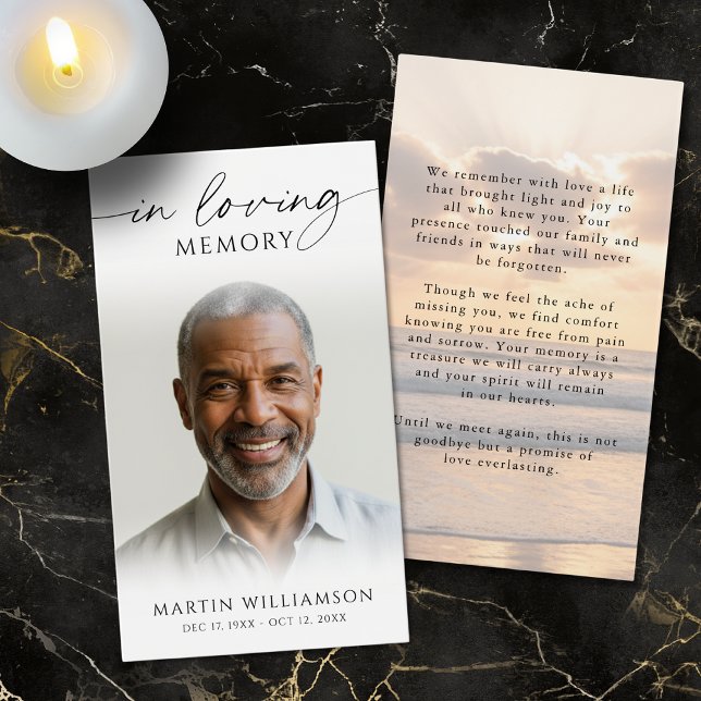 Sunset Beach In Loving Memory Photo Prayer Card (Creator Uploaded)