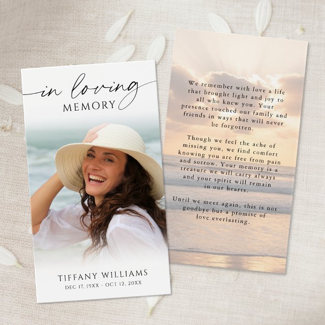 Sunset Beach In Loving Memory Photo Prayer Card (Creator Uploaded)