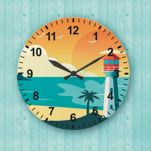 Sunset Beach Lighthouse Wall Clock