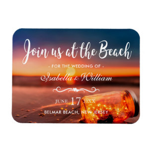Sunset Beach Mason Jar Save the Date Wedding Magnet