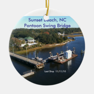 Sunset Beach, NC Pontoon Swing Bridge... Ceramic Ornament