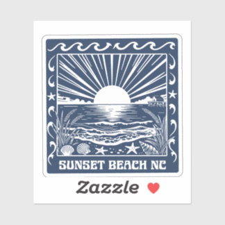 Sunset Beach NC Vintage Coastal Sunset Sticker