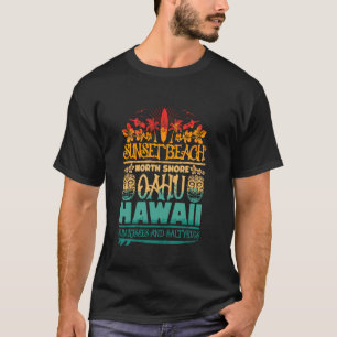 Sunset Beach Oahu North Shore Hawaii Surf Retro Ti T-Shirt