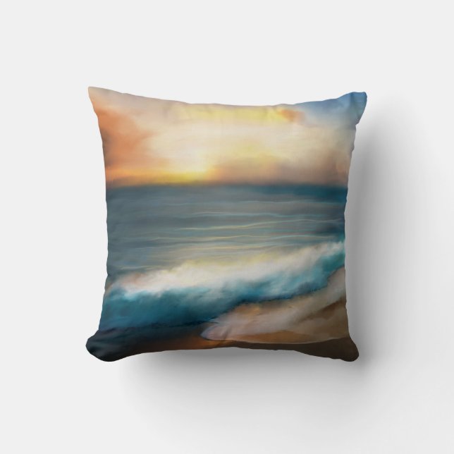 Sunset Beach Ocean Sea View 283 Throw Pillow (Front)