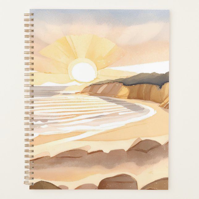 Sunset Beach | Ocean Watercolor Coastal Planner (Front)