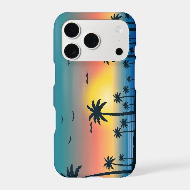Sunset Beach Palm Tree Iphone Case (Back)