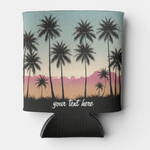 Sunset Beach Palm Tree Summer Vacation Custom      Can Cooler