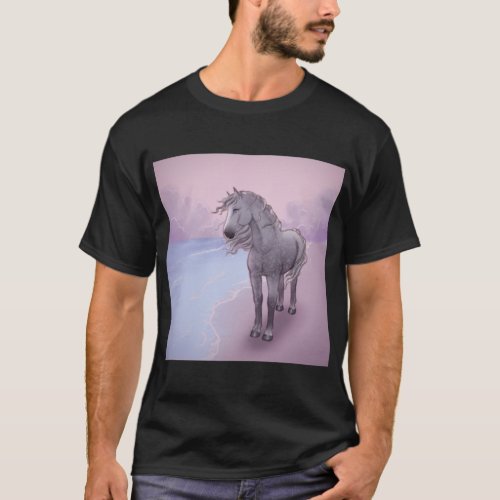 Sunset beach Percheron   T_Shirt