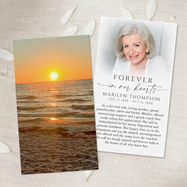 Sunset Beach Photo Memorial Sympathy Prayer Card (Creator Uploaded)