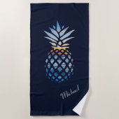Sunset Beach Pineapple Custom Beach Towel (Front)