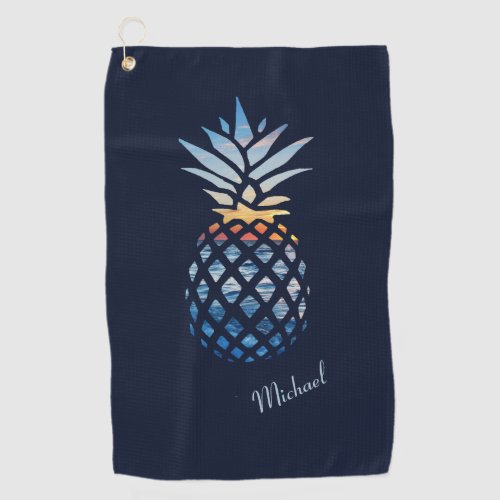 Sunset Beach Pineapple Custom Golf Towel