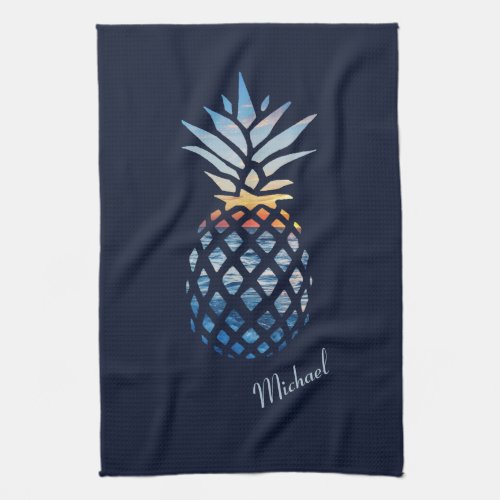 Sunset Beach Pineapple Custom Housewarming Host Kitchen Towel