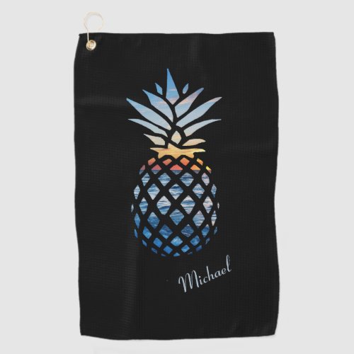 Sunset Beach Pineapple Custom Tropical Golf Towel