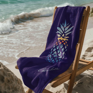 Sunset Beach Pineapple Custom Vacation Beach Towel