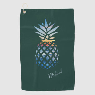 Sunset Beach Pineapple Fathers Day Custom Golf Towel