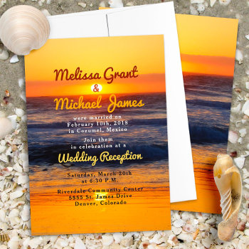 Sunset Beach Post Wedding Reception Only Invite by wasootch at Zazzle