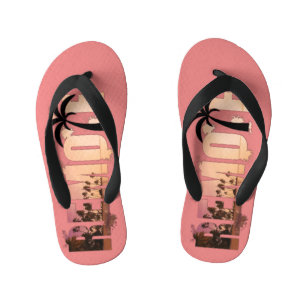 Sunset Beach Remote Word Art Kid's Flip Flops