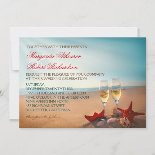 Sunset Beach Romantic Wedding Invitations