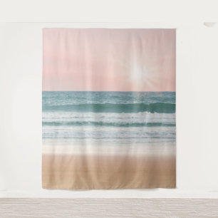 Sunset Beach Rosy Ocean Mural Wall Tapestry