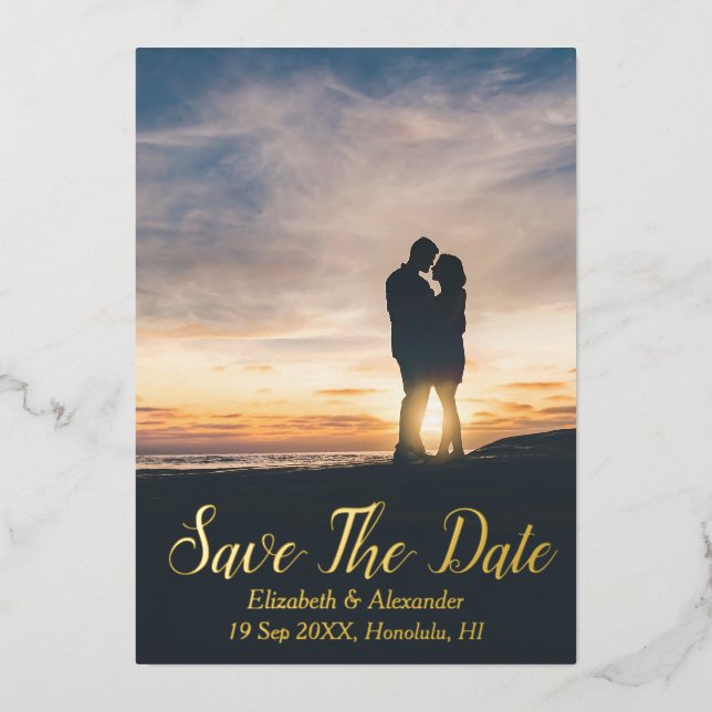 Sunset Beach Save The Date Card (Front)